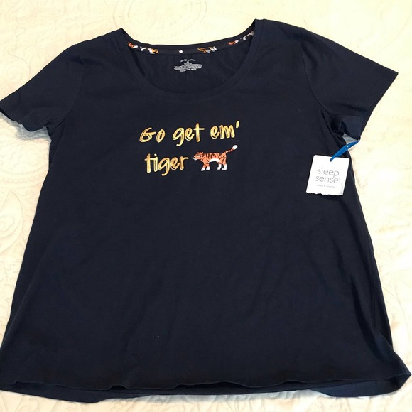 Navy Blue Short Sleeve Sleep Sense Tee Go Get'em Tiger Size M NWT - Picture 1 of 6